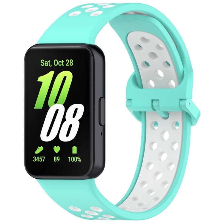 For Samsung Galaxy Fit 3 Two Color Breathable Silicone Watch Band(Teal White) - Watch Bands by PMC TechLife | Online Shopping South Africa | PMC TechLife