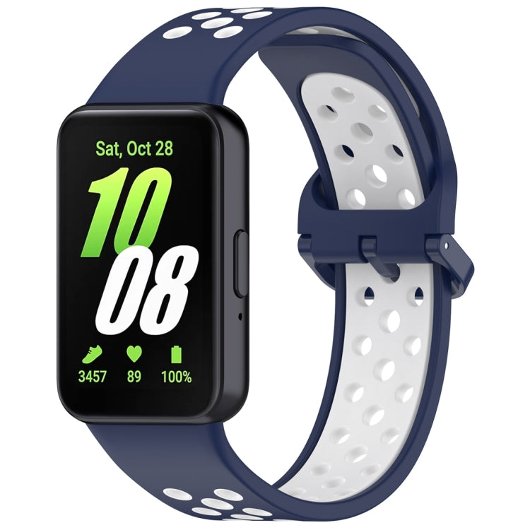For Samsung Galaxy Fit 3 Two Color Breathable Silicone Watch Band(Midnight Blue White) - Watch Bands by PMC TechLife | Online Shopping South Africa | PMC TechLife