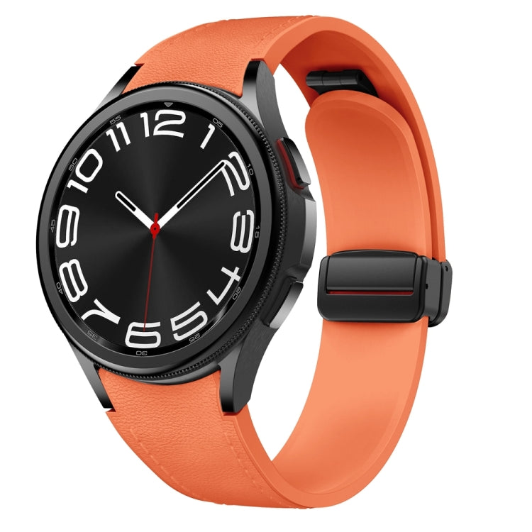 For Samsung Galaxy Watch 6 Magnetic Black Buckle Leather Silicone Watch Band(Orange) - free shipping - PMC TechLife - Order now!