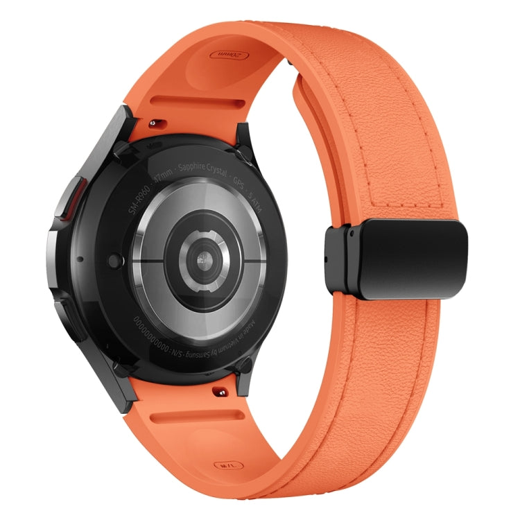 For Samsung Galaxy Watch 6 Magnetic Black Buckle Leather Silicone Watch Band(Orange) - free shipping - PMC TechLife - Order now!