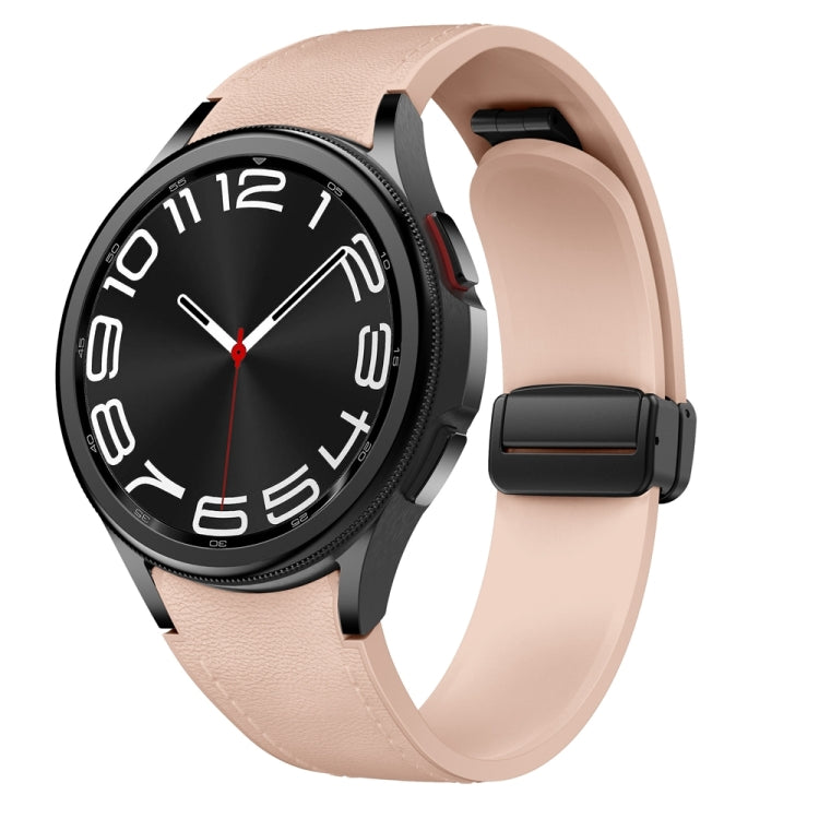 For Samsung Galaxy Watch 6 Magnetic Black Buckle Leather Silicone Watch Band(Pink) - free shipping - PMC TechLife - Order now!