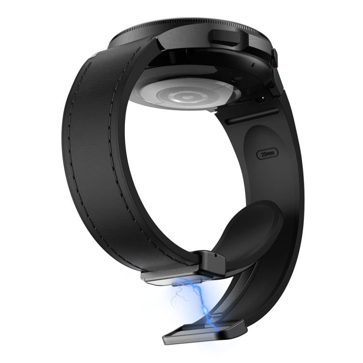 For Samsung Galaxy Watch 6 Magnetic Black Buckle Leather Silicone Watch Band(Black) - Watch Bands by PMC TechLife | Online Shopping South Africa | PMC TechLife