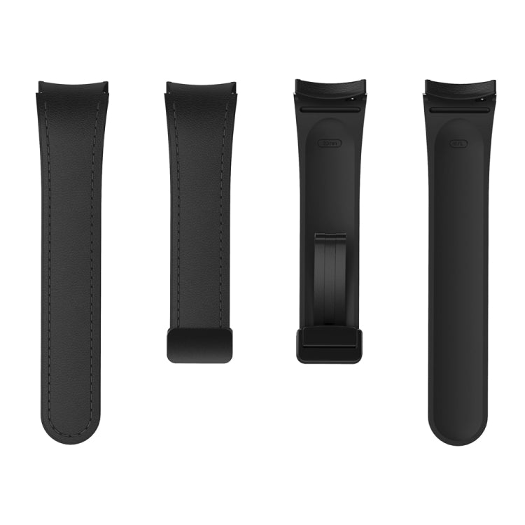 For Samsung Galaxy Watch 6 Magnetic Black Buckle Leather Silicone Watch Band(Black) - Watch Bands by PMC TechLife | Online Shopping South Africa | PMC TechLife