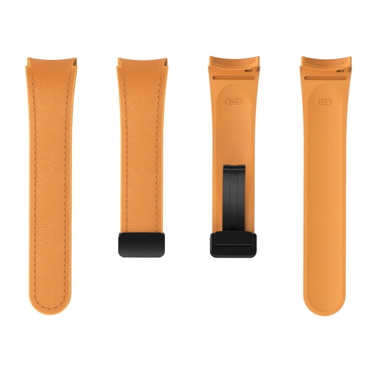 For Samsung Galaxy Watch 6 Magnetic Black Buckle Leather Silicone Watch Band(Light Brown) - Watch Bands by PMC TechLife | Online Shopping South Africa | PMC TechLife