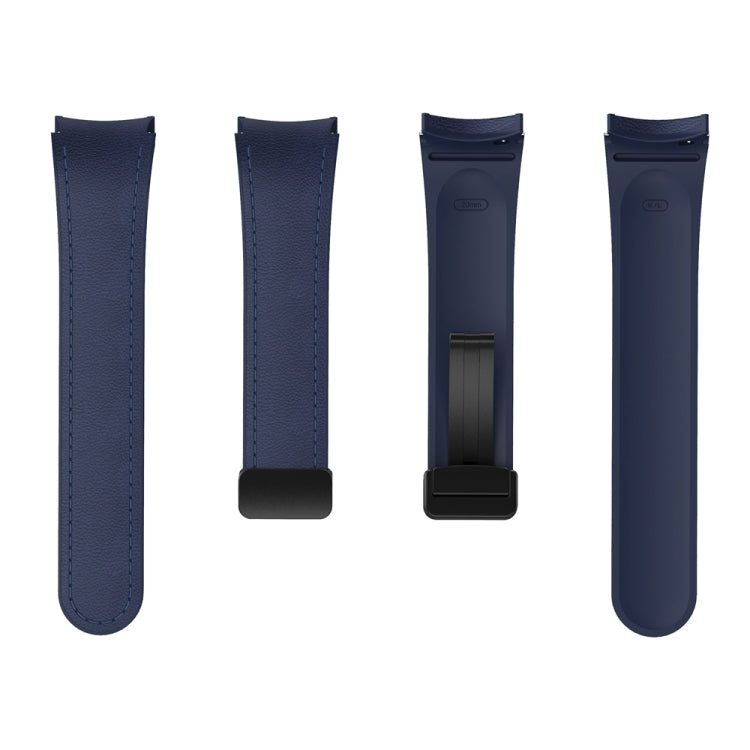 For Samsung Galaxy Watch 6 Magnetic Black Buckle Leather Silicone Watch Band(Midnight Blue) - Watch Bands by PMC TechLife | Online Shopping South Africa | PMC TechLife