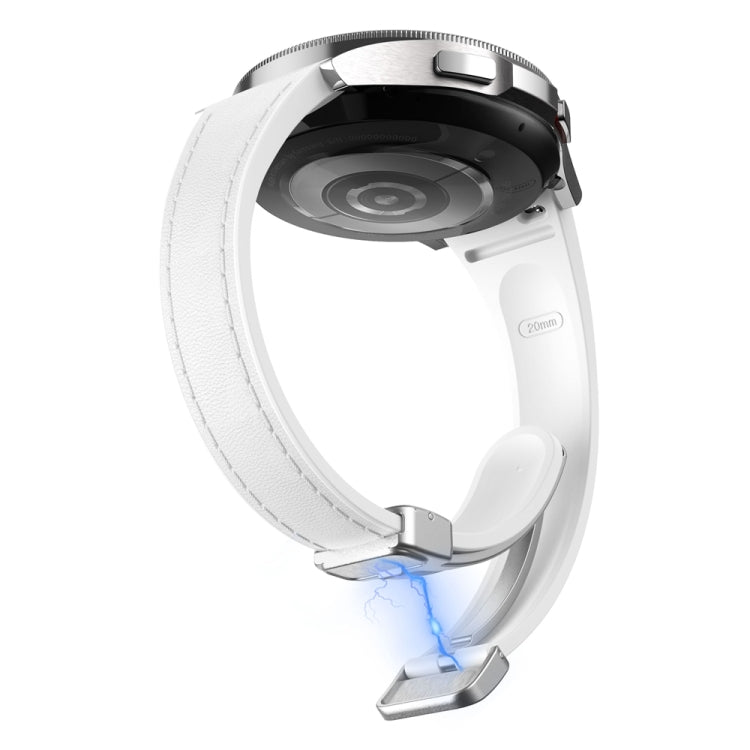 For Samsung Galaxy Watch 6 Slim Magnetic Silver Buckle Leather Silicone Watch Band(White) - Watch Bands by PMC TechLife | Online Shopping South Africa | PMC TechLife