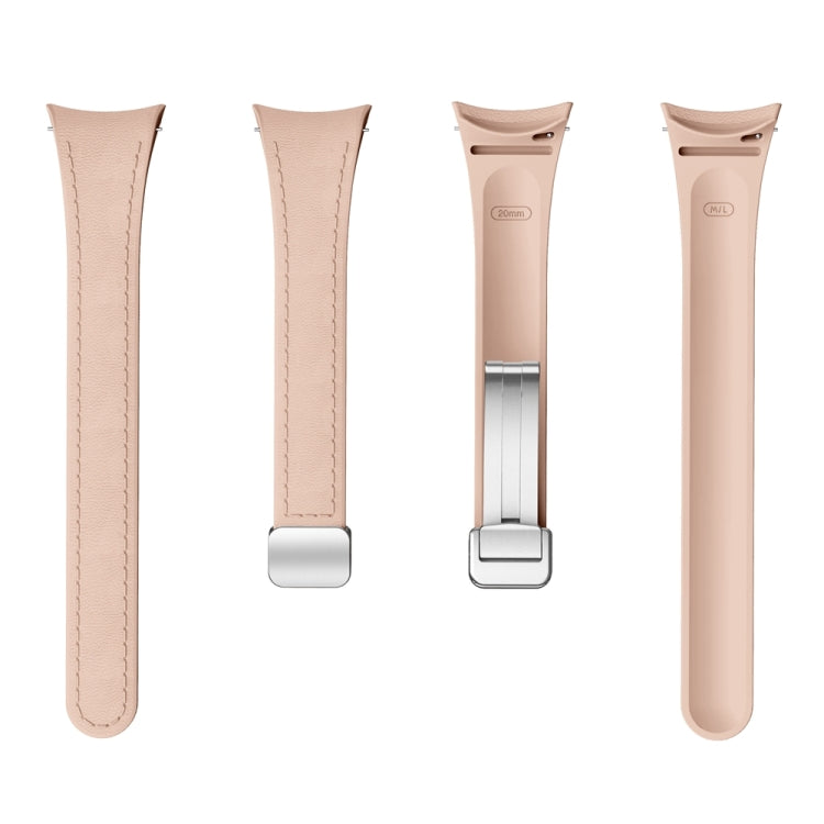 For Samsung Galaxy Watch 6 Slim Magnetic Silver Buckle Leather Silicone Watch Band(Pink) - free shipping - PMC TechLife - Order now!