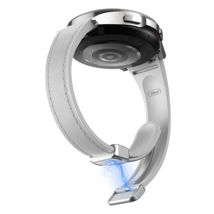 For Samsung Galaxy Watch 6 Slim Magnetic Silver Buckle Leather Silicone Watch Band(Light Grey) - Watch Bands by PMC TechLife | Online Shopping South Africa | PMC TechLife