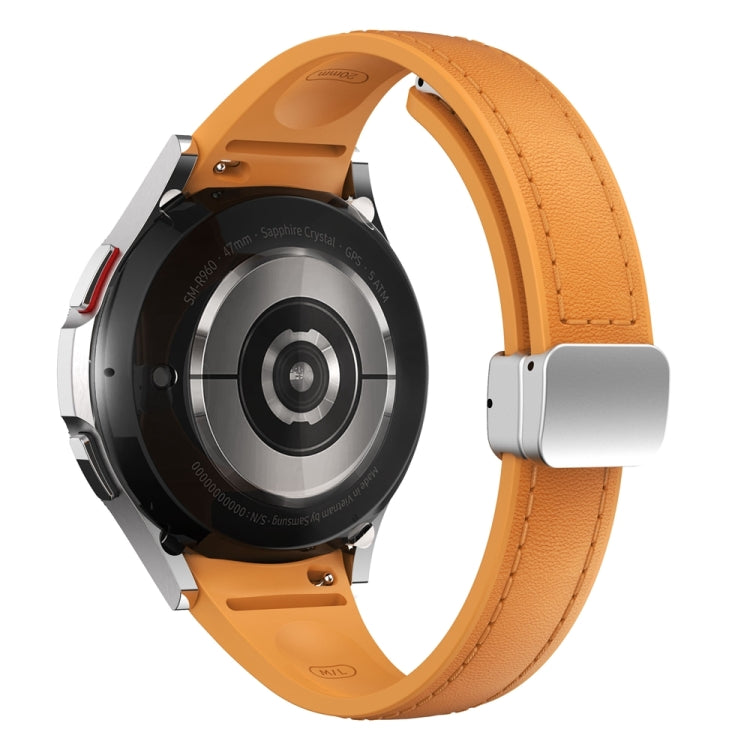 For Samsung Galaxy Watch 6 Slim Magnetic Silver Buckle Leather Silicone Watch Band(Light Brown) - Watch Bands by PMC TechLife | Online Shopping South Africa | PMC TechLife