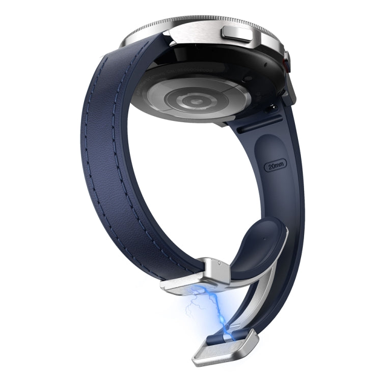 For Samsung Galaxy Watch 6 Slim Magnetic Silver Buckle Leather Silicone Watch Band(Midnight Blue) - Watch Bands by PMC TechLife | Online Shopping South Africa | PMC TechLife