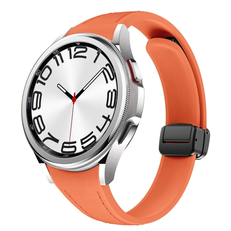 For Samsung Galaxy Watch 6 Slim Magnetic Black Buckle Leather Silicone Watch Band(Orange) - Watch Bands by PMC TechLife | Online Shopping South Africa | PMC TechLife