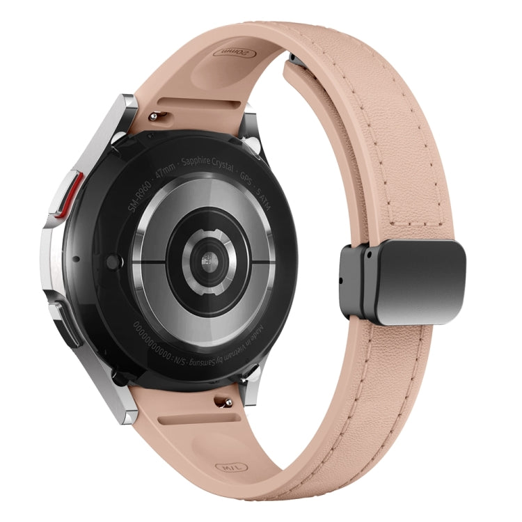 For Samsung Galaxy Watch 6 Slim Magnetic Black Buckle Leather Silicone Watch Band(Pink) - Watch Bands by PMC TechLife | Online Shopping South Africa | PMC TechLife