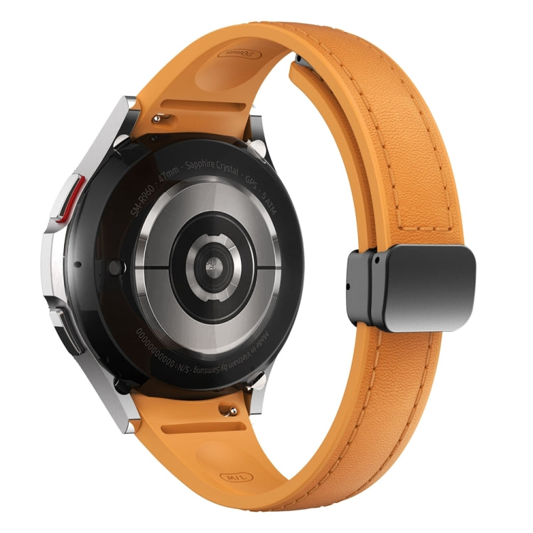 For Samsung Galaxy Watch 6 Slim Magnetic Black Buckle Leather Silicone Watch Band(Light Brown) - Watch Bands by PMC TechLife | Online Shopping South Africa | PMC TechLife