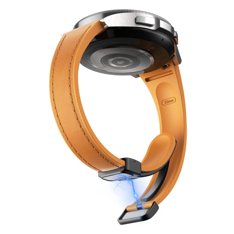 For Samsung Galaxy Watch 6 Slim Magnetic Black Buckle Leather Silicone Watch Band(Light Brown) - Watch Bands by PMC TechLife | Online Shopping South Africa | PMC TechLife