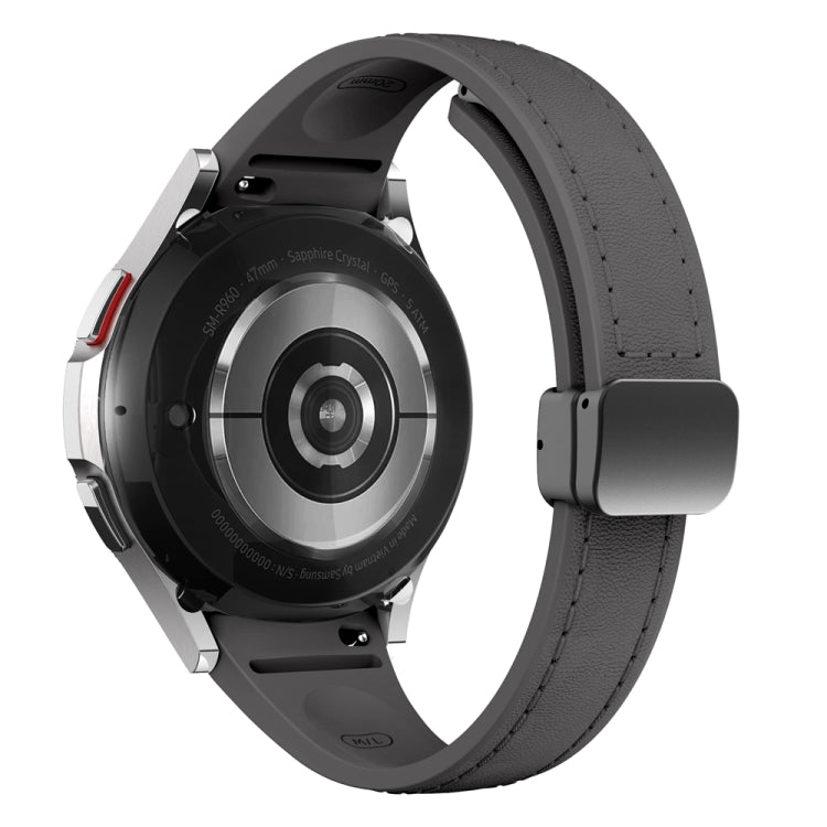 For Samsung Galaxy Watch 6 Slim Magnetic Black Buckle Leather Silicone Watch Band(Space Grey) - Watch Bands by PMC TechLife | Online Shopping South Africa | PMC TechLife