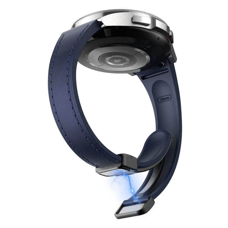 For Samsung Galaxy Watch 6 Slim Magnetic Black Buckle Leather Silicone Watch Band(Midnight Blue) - Watch Bands by PMC TechLife | Online Shopping South Africa | PMC TechLife