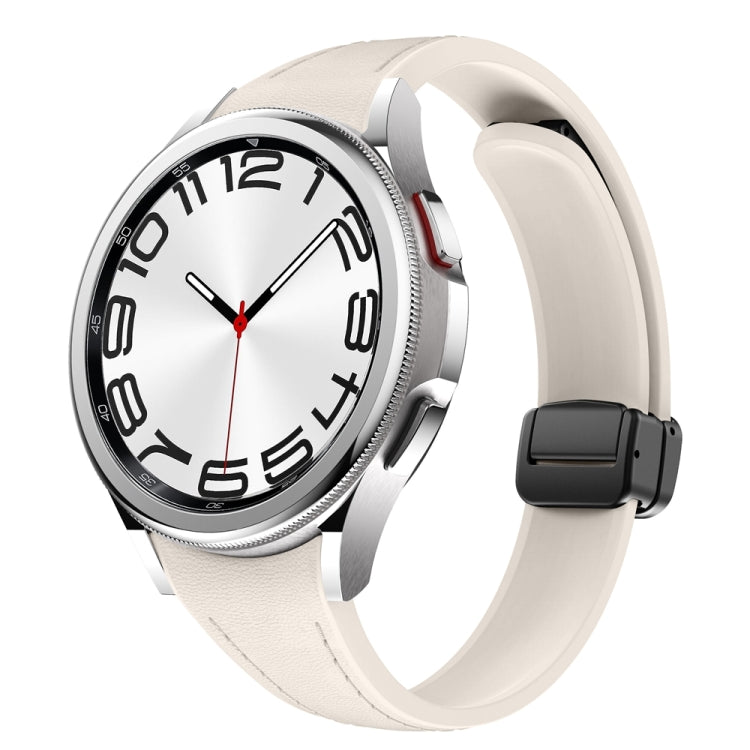 For Samsung Galaxy Watch 6 Slim Magnetic Black Buckle Leather Silicone Watch Band(Starlight) - Watch Bands by PMC TechLife | Online Shopping South Africa | PMC TechLife