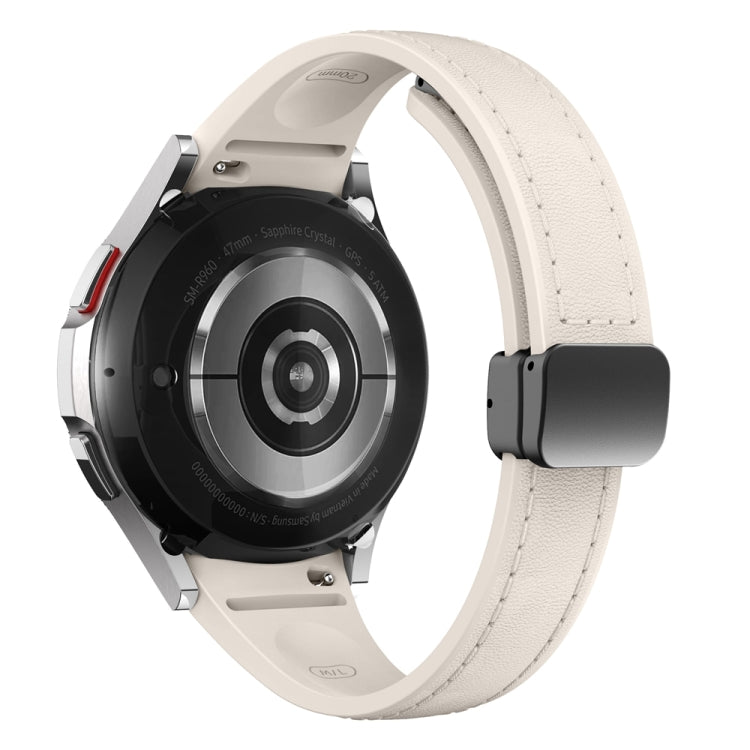 For Samsung Galaxy Watch 6 Slim Magnetic Black Buckle Leather Silicone Watch Band(Starlight) - Watch Bands by PMC TechLife | Online Shopping South Africa | PMC TechLife