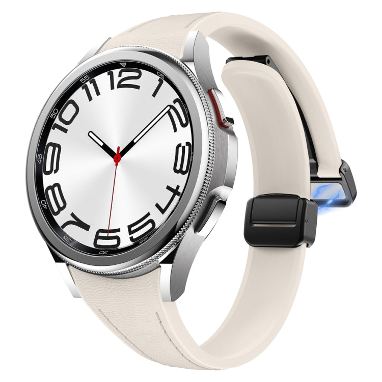 For Samsung Galaxy Watch 6 Slim Magnetic Black Buckle Leather Silicone Watch Band(Starlight) - Watch Bands by PMC TechLife | Online Shopping South Africa | PMC TechLife