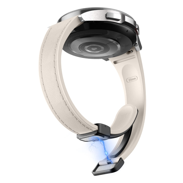 For Samsung Galaxy Watch 6 Slim Magnetic Black Buckle Leather Silicone Watch Band(Starlight) - Watch Bands by PMC TechLife | Online Shopping South Africa | PMC TechLife