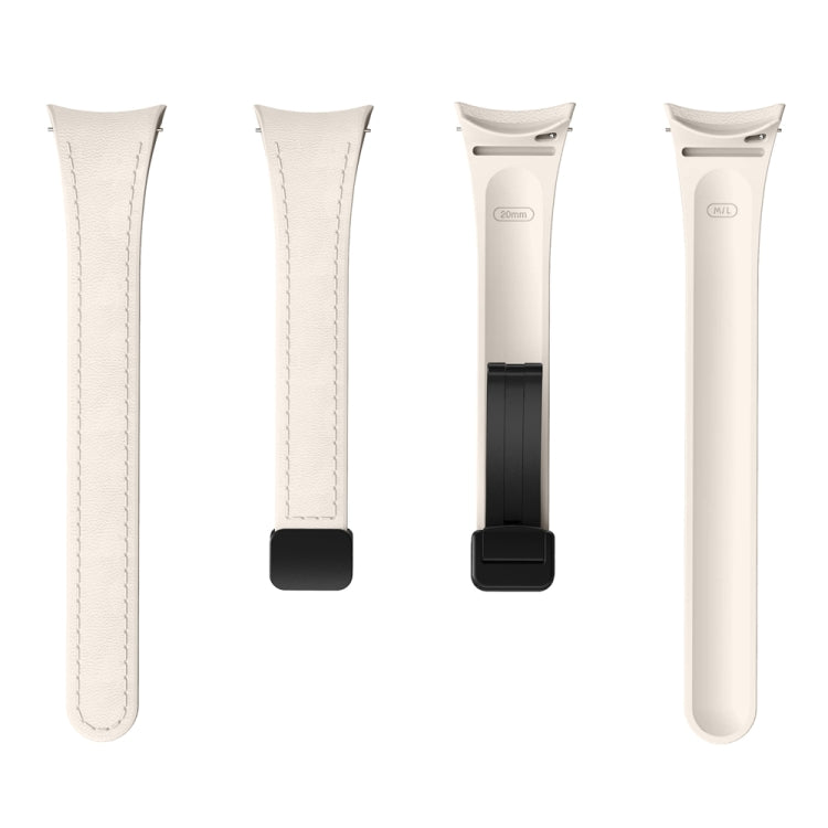 For Samsung Galaxy Watch 6 Slim Magnetic Black Buckle Leather Silicone Watch Band(Starlight) - Watch Bands by PMC TechLife | Online Shopping South Africa | PMC TechLife