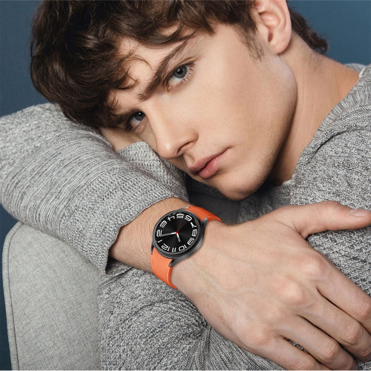 For Samsung Galaxy Watch 6 Magnetic Silver Buckle Leather Silicone Watch Band(Orange) - Watch Bands by PMC TechLife | Online Shopping South Africa | PMC TechLife