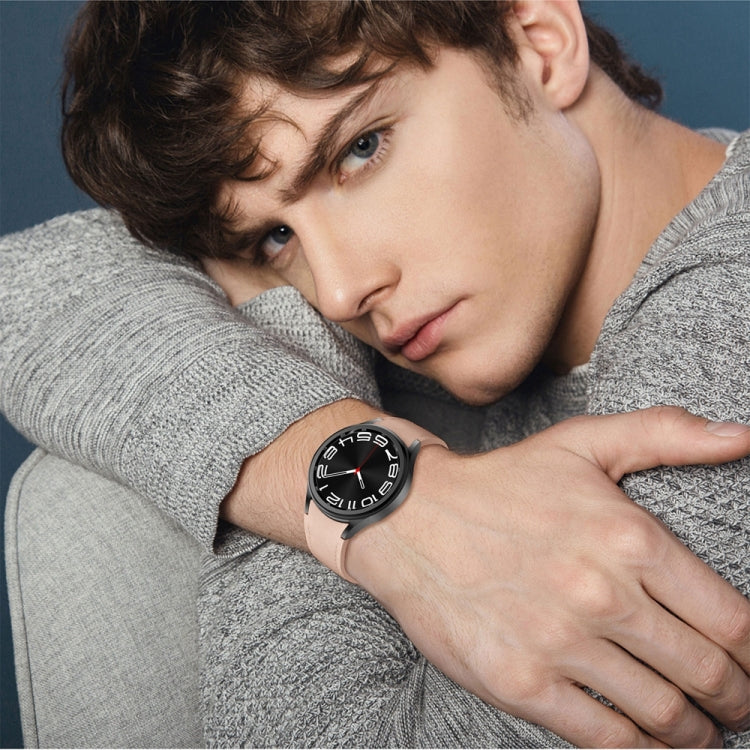 For Samsung Galaxy Watch 6 Magnetic Silver Buckle Leather Silicone Watch Band(Pink) - Watch Bands by PMC TechLife | Online Shopping South Africa | PMC TechLife