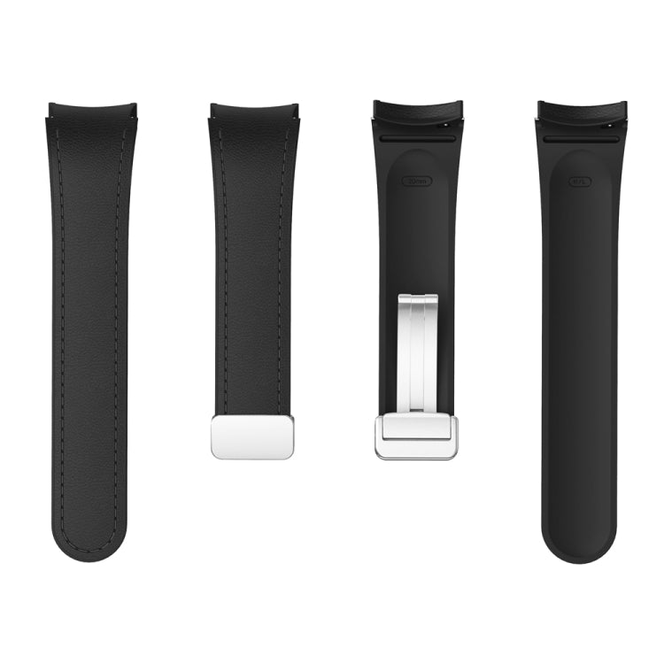 For Samsung Galaxy Watch 6 Magnetic Silver Buckle Leather Silicone Watch Band(Black) - Watch Bands by PMC TechLife | Online Shopping South Africa | PMC TechLife