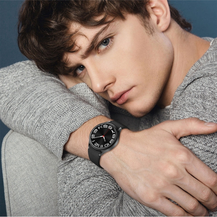 For Samsung Galaxy Watch 6 Magnetic Silver Buckle Leather Silicone Watch Band(Black) - Watch Bands by PMC TechLife | Online Shopping South Africa | PMC TechLife