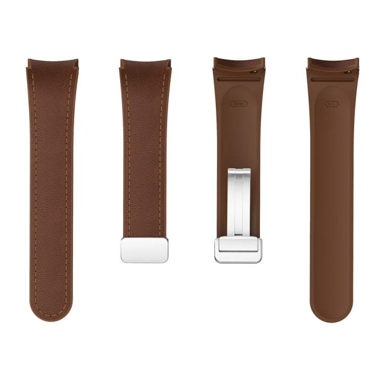 For Samsung Galaxy Watch 6 Magnetic Silver Buckle Leather Silicone Watch Band(Dark Brown) - Watch Bands by PMC TechLife | Online Shopping South Africa | PMC TechLife