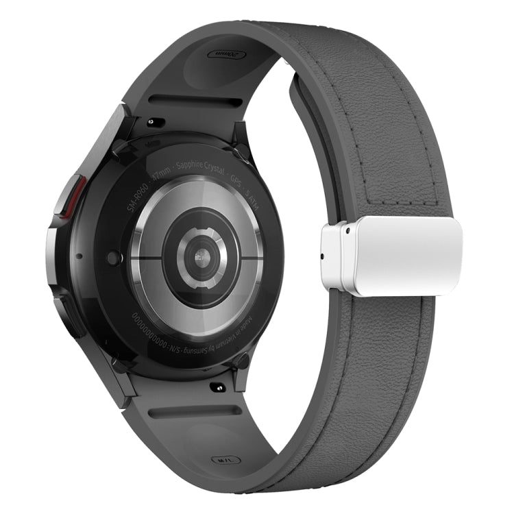 For Samsung Galaxy Watch 6 Magnetic Silver Buckle Leather Silicone Watch Band(Space Grey) - Watch Bands by PMC TechLife | Online Shopping South Africa | PMC TechLife
