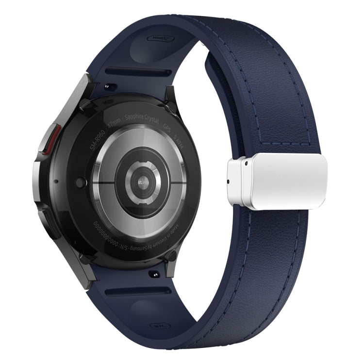 For Samsung Galaxy Watch 6 Magnetic Silver Buckle Leather Silicone Watch Band(Midnight Blue) - Watch Bands by PMC TechLife | Online Shopping South Africa | PMC TechLife
