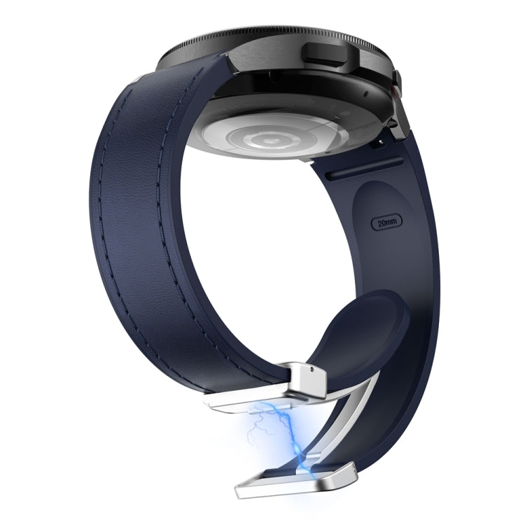For Samsung Galaxy Watch 6 Magnetic Silver Buckle Leather Silicone Watch Band(Midnight Blue) - Watch Bands by PMC TechLife | Online Shopping South Africa | PMC TechLife