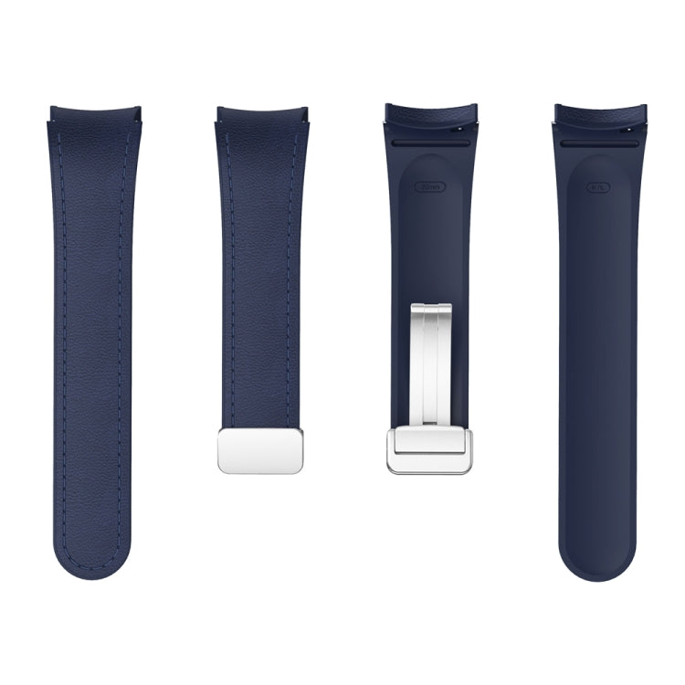 For Samsung Galaxy Watch 6 Magnetic Silver Buckle Leather Silicone Watch Band(Midnight Blue) - Watch Bands by PMC TechLife | Online Shopping South Africa | PMC TechLife
