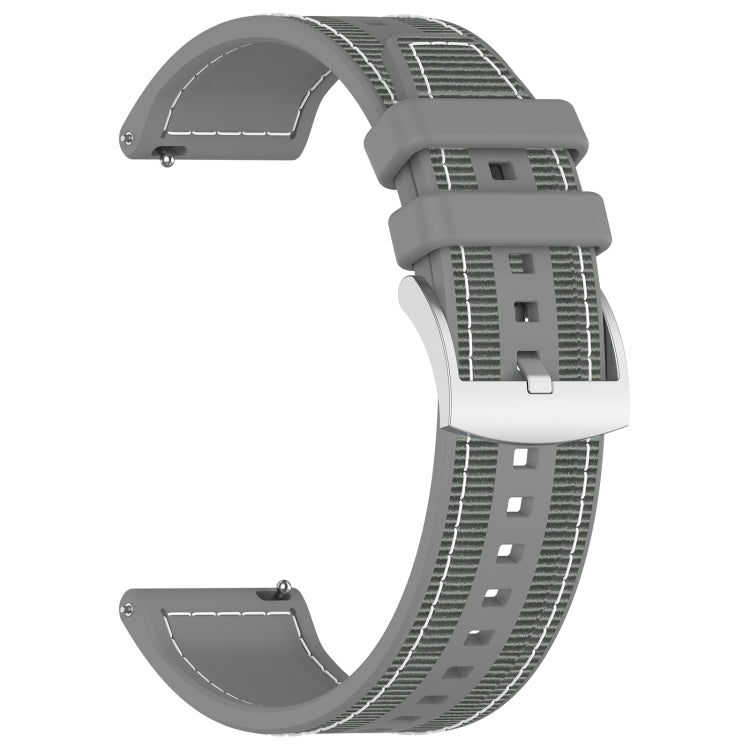 22mm Hybrid Nylon Braid Silicone Watch Band(Grey) - 22mm Bands by PMC TechLife | Online Shopping South Africa | PMC TechLife