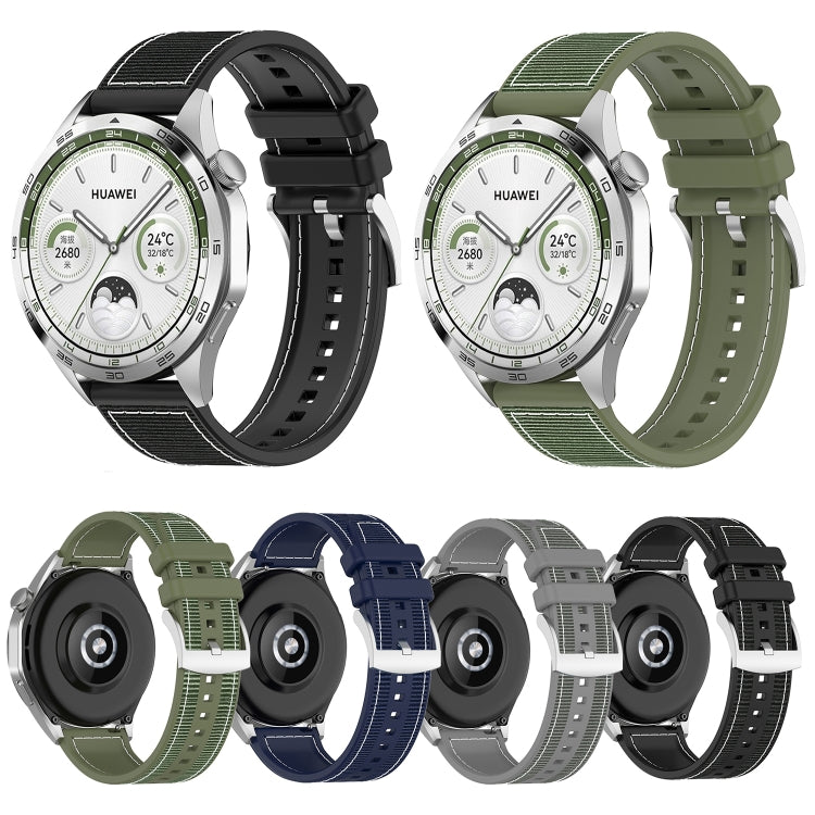 22mm Hybrid Nylon Braid Silicone Watch Band(Grey) - 22mm Bands by PMC TechLife | Online Shopping South Africa | PMC TechLife