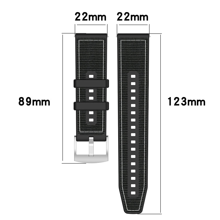 22mm Hybrid Nylon Braid Silicone Watch Band(Grey) - 22mm Bands by PMC TechLife | Online Shopping South Africa | PMC TechLife