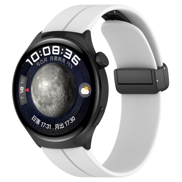 18mm Groove Folding Black Buckle Silicone Watch Band(White) - 18mm Bands by PMC TechLife | Online Shopping South Africa | PMC TechLife | Buy Now Pay Later Mobicred