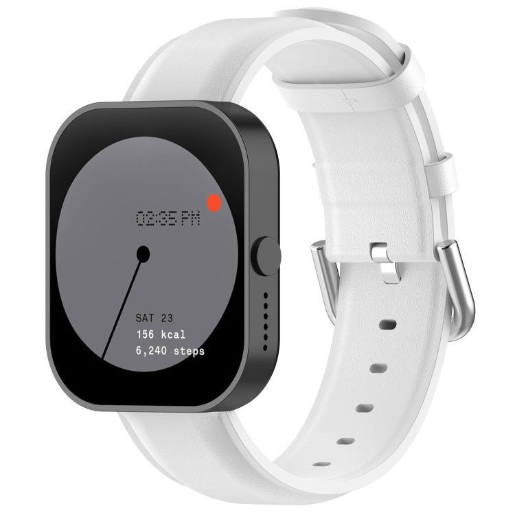 For CMF Watch Pro D395 22mm Round Tail Genuine Leather Watch Band(White) - Watch Bands by PMC TechLife | Online Shopping South Africa | PMC TechLife