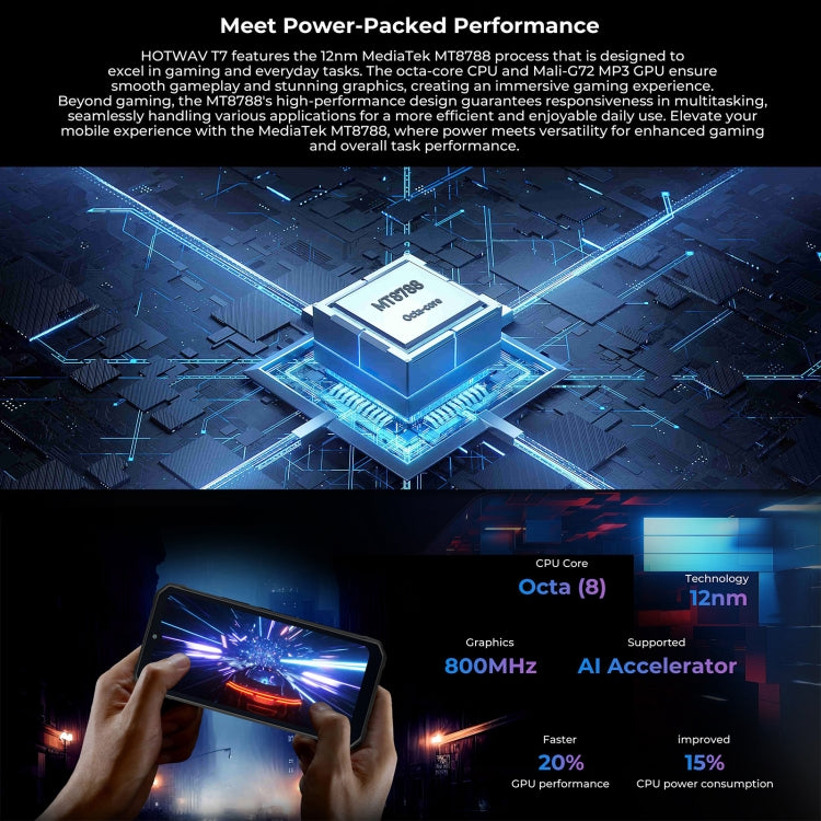 HOTWAV T7 Rugged Phone, 4GB+128GB, 6280mAh, 6.52 inch Android 13 MT8788 Octa Core, Network: 4G, OTG(All Black) - free shipping - PMC TechLife - Order now!