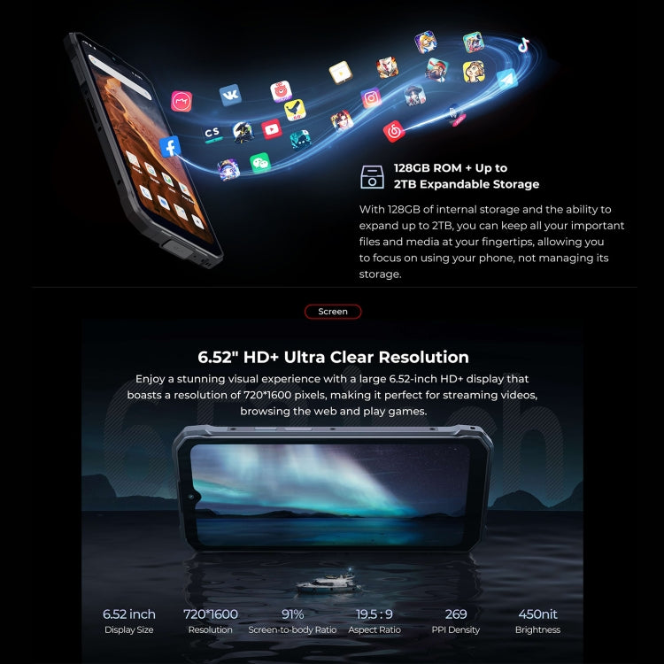 HOTWAV T7 Rugged Phone, 4GB+128GB, 6280mAh, 6.52 inch Android 13 MT8788 Octa Core, Network: 4G, OTG(All Black) - free shipping - PMC TechLife - Order now!