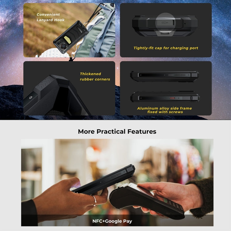 HOTWAV W11 Rugged Phone, 6GB+256GB, Night Vision, 20800mAh, 6.6 inch Android 13 MT8788 Octa Core, Network: 4G, OTG(Cosmic Black) - free shipping - PMC TechLife - Order now!
