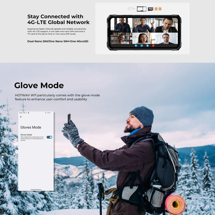 HOTWAV W11 Rugged Phone, 6GB+256GB, Night Vision, 20800mAh, 6.6 inch Android 13 MT8788 Octa Core, Network: 4G, OTG(Cosmic Black) - free shipping - PMC TechLife - Order now!