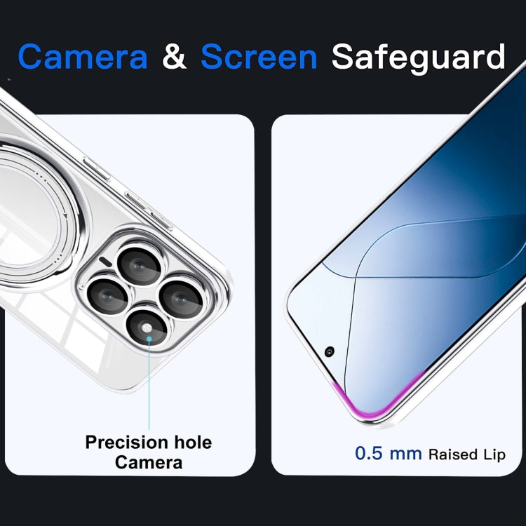 For Xiaomi 14 Electroplating MagSafe 360 Degree Rotation Holder Shockproof Phone Case(Black) - 14 Cases by PMC TechLife | Online Shopping South Africa | PMC TechLife