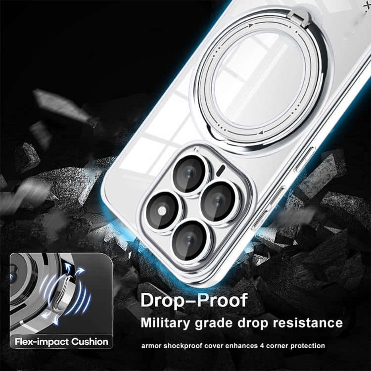 For Xiaomi 14 Electroplating MagSafe 360 Degree Rotation Holder Shockproof Phone Case(Black) - 14 Cases by PMC TechLife | Online Shopping South Africa | PMC TechLife