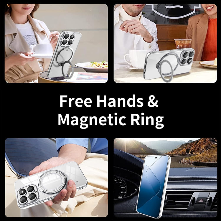 For Xiaomi 14 Electroplating MagSafe 360 Degree Rotation Holder Shockproof Phone Case(Black) - 14 Cases by PMC TechLife | Online Shopping South Africa | PMC TechLife