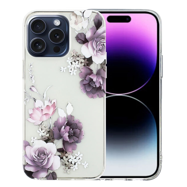 For iPhone 16 Pro Max Colorful Painting Pattern TPU Phone Case(Peony) - iPhone 16 Pro Max Cases by PMC TechLife | Online Shopping South Africa | PMC TechLife | Buy Now Pay Later Mobicred