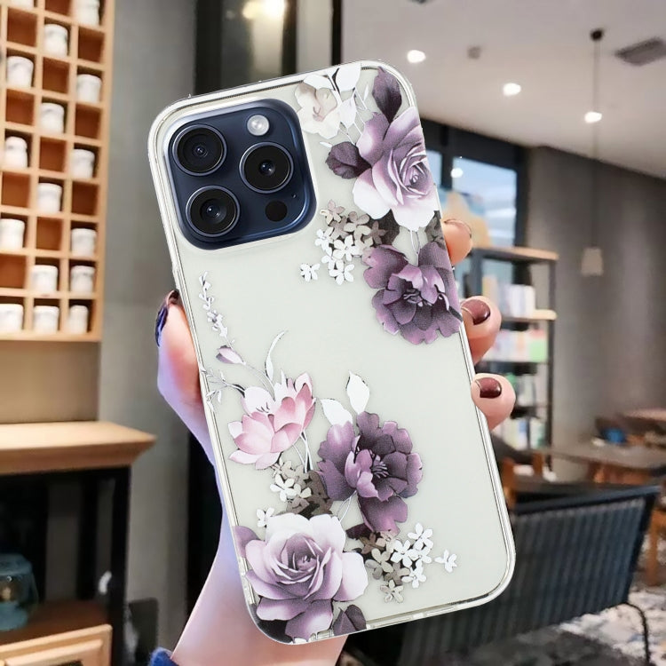 For iPhone 16 Pro Max Colorful Painting Pattern TPU Phone Case(Peony) - iPhone 16 Pro Max Cases by PMC TechLife | Online Shopping South Africa | PMC TechLife | Buy Now Pay Later Mobicred
