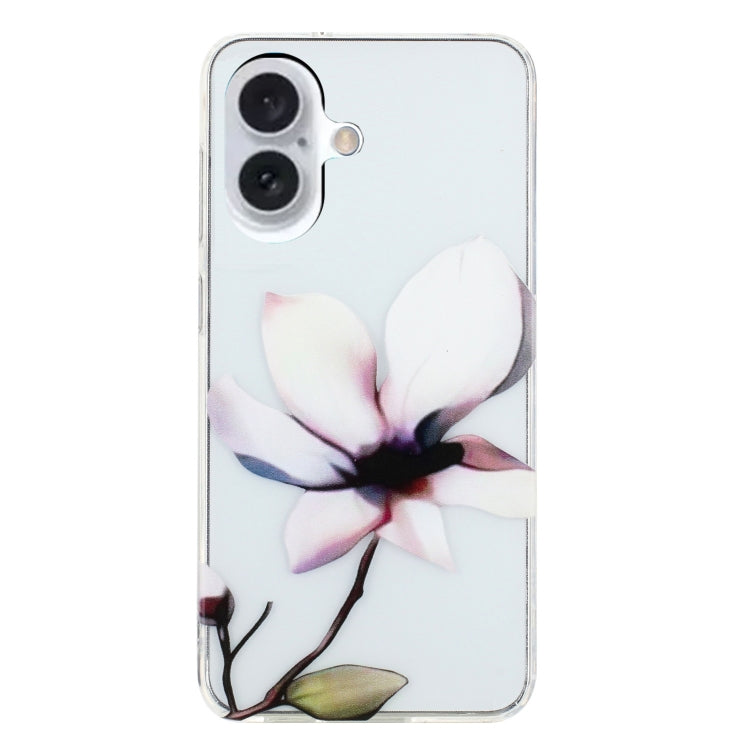 For iPhone 16 Plus Colorful Painting Pattern TPU Phone Case(White Flowers) - iPhone 16 Plus Cases by PMC TechLife | Online Shopping South Africa | PMC TechLife | Buy Now Pay Later Mobicred
