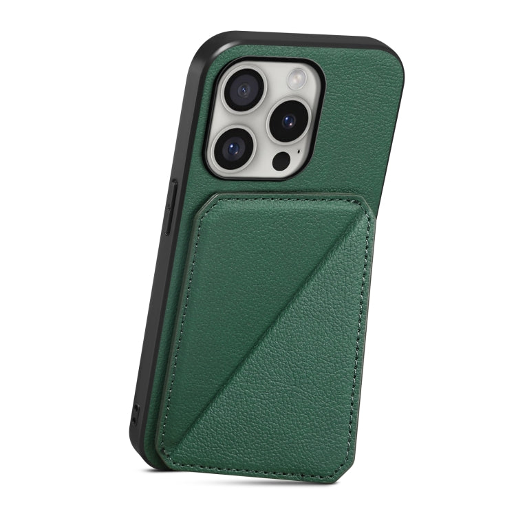 For iPhone 16 Pro D04 Calf Texture Dual Card Slot Holder Phone Case(Green) - iPhone 16 Pro Cases by PMC TechLife | Online Shopping South Africa | PMC TechLife | Buy Now Pay Later Mobicred